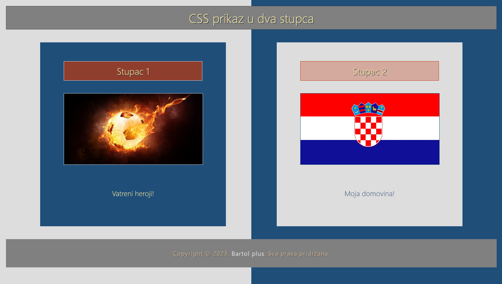 Css prikaz u dva stupca - vježba 2.2