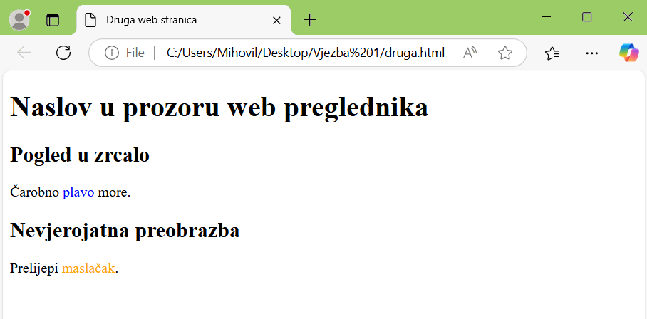 Html oblikovanje - vježba 2.1