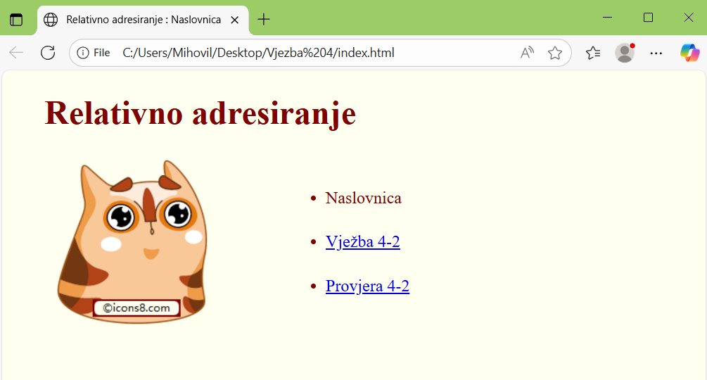 Html relativno adresiranje : HTML vježba 4.2 : Bartol plus