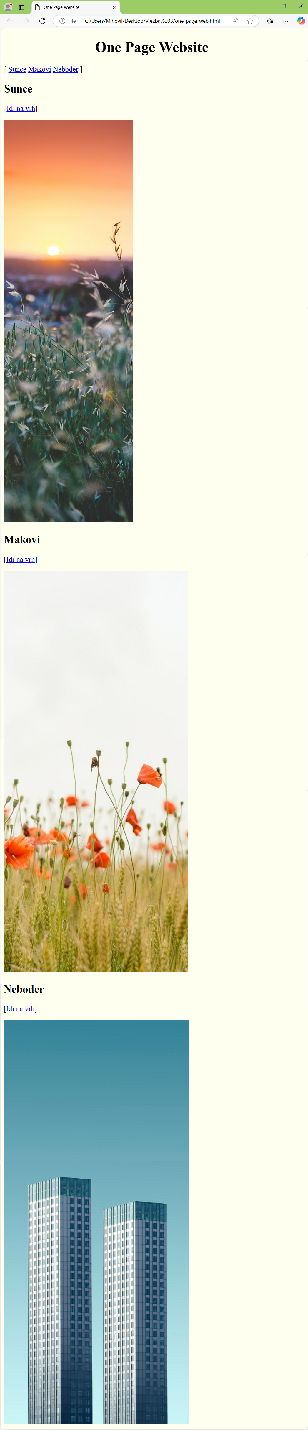 Html One Page : HTML vježba 3.3 : Bartol plus