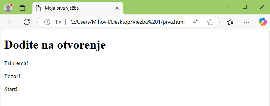 Html oblikovanje - vježba 2.1